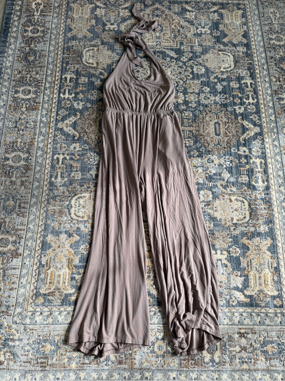 Old Navy Taupe Halter Wide-Leg Jumpsuit